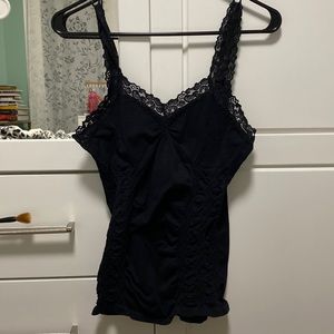 Form Fitting Black Lacy Corset Camisole
